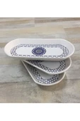Pinkev 3 Adet Orta Boy 26cm Seramik Oval Kahvaltı Peynir Kayık Servis Sunum Tabağı Takımı Seti thumbnail 3