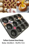 Pinkev Teflon Kaplama Çelik Muffin Kek Kalıbı 12 Bölmeli thumbnail 1