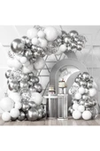 Kampus Kırtasiyem 30 Adet "METALİK GRİ - BEYAZ" Balon Kombini İç Mekan Doğum Günü Partisi "KENDİ KONSEPTİNİZİ SEÇİN" thumbnail 1
