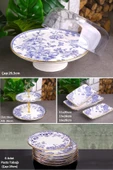 Pinkev Butterfly 11 Parça Fanuslu Seramik Pasta Sunum Tabağı Seti - Kup117s thumbnail 1