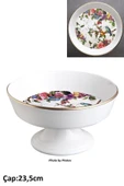 Pinkev Flora Seramik Ayaklı Meyvelik Salata Kasesi Sunum Tabağı - 23,5cm thumbnail 3