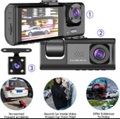 Daytona T717 Dash Cam Araç İçi Kamera 1080P+720P Full Hd Kamera Ön,Arka ve İç Kayıt 3 Kamera Gece Görüşlü G Sensör Geniş Açı thumbnail 6