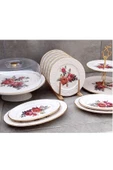 Pinkev 14 Parça Seramik Pasta Sunum Tabağı Seti thumbnail 3