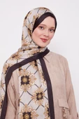 Siyah-Bej Barok Desen Hint İpeği Şal thumbnail 3