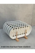 Pinkev 6lı Set Seramik Orta Boy Oval Kayık Tabak Seti - 12x26cm thumbnail 1