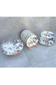 Pinkev 8 Parça Kuş Desenli Seramik Pasta Sunum Tabağı Seti thumbnail 3