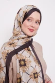 Siyah-Bej Barok Desen Hint İpeği Şal thumbnail 2