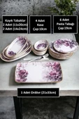 Pinkev Petunia 16 Parça Fanuslu Seramik Pasta Sunum Tabağı Takımı Seti - Kup116p thumbnail 2