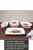 Pinkev 15 Parça Seramik Pasta Kahvaltı Sunum Tabağı Takımı - Nar Çiçeği thumbnail 2