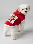 Yıldız Desenli Yılbaşı Köpek Kıyafeti Premium Kırmızı Polar | Kapüşonlu Noel Köpek Kostümü | Küçük Irklar İçin thumbnail 9
