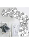 Kampus Kırtasiyem 30 Adet "METALİK GRİ - BEYAZ" Balon Kombini İç Mekan Doğum Günü Partisi "KENDİ KONSEPTİNİZİ SEÇİN" thumbnail 2