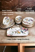 Pinkev Flora 6 Kişilik Seramik Meyvelikli Pasta Kahvaltılık Sunum Tabağı Seti - KUP104F thumbnail 2
