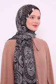 Siyah Etnik Desen Love Şal thumbnail 2