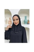 Çıt Çıtlı Tesettür Mayo Üstü Uyumlu deniz ve havuz Bonesi hijap SİYAH thumbnail 1