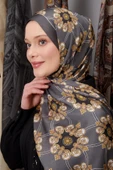 Füme Barok Desen Hint İpeği Şal thumbnail 3