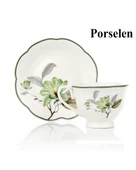 Türk Kahvesi Takımı 2 Kişilik Porselen – Yeşil Çiçek Desenli | 90 ml thumbnail 5