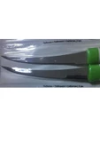 Pinkev Tramontina 2 Adet Lazer Tırtıklı Uzun Kıvrık Mutfak Bıçağı - Yeşil thumbnail 2