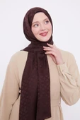 Acı Kahve Halka Desen Jakarlı Janjan şal thumbnail 2