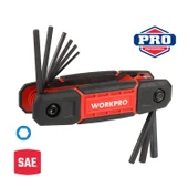 WORKPRO WP222029 9 Parça CR-V İnç Çakı Tipi Profesyonel Allen Anahtar Takımı thumbnail 1