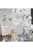 Kampus Kırtasiyem 30 Adet "METALİK GRİ - BEYAZ" Balon Kombini İç Mekan Doğum Günü Partisi "KENDİ KONSEPTİNİZİ SEÇİN" thumbnail 5
