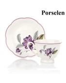 Türk Kahvesi Takımı 2 Kişilik Porselen – Mor Çiçek Desenli | 90 ml thumbnail 5