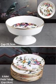Pinkev Flora Seramik Meyvelikli 6 Kişilik Pasta Tabağı Takımı - Kup109f thumbnail 1