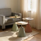 Üçlü Mantar Zigon Sehpa Seti No:553 | Rehome Renkli Yuvarlak MDF Modern Sehpa Takımı thumbnail 2