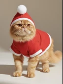 Yılbaşı Ağacı Premium Kırmızı Polar Kedi Kıyafeti | Kapüşonlu Noel Kedi Sweatshirt thumbnail 4