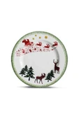 Pinkev 6 Kişilik Porselen 19cm Yılbaşı Desenli Pasta Tatlı Tabağı Tabak Seti thumbnail 3