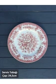 Pinkev Rosabella 6 Kişilik Porselen 24,5cm Servis Tabağı Seti - Mavi Kırmızı thumbnail 2