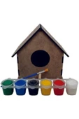 Kampus Kırtasiyem Ahşap Kuş Evi - Kuş Yuvası - 6 Renk Boya Ve Fırçası Ile Birlikte Boyanabilir Set Demonte thumbnail 1