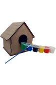 Kampus Kırtasiyem Ahşap Kuş Evi - Kuş Yuvası - 6 Renk Boya Ve Fırçası Ile Birlikte Boyanabilir Set Demonte thumbnail 2