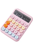 Kampus Kırtasiyem Renkli Çok Şirin 12 Hane Mekanik Hesap Makinası Büyük Ekranlı 4 Fonksiyonlu Ev Ofis Okul Pe thumbnail 1
