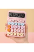 Kampus Kırtasiyem Renkli Çok Şirin 12 Hane Mekanik Hesap Makinası Büyük Ekranlı 4 Fonksiyonlu Ev Ofis Okul Pe thumbnail 6
