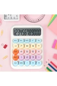 Kampus Kırtasiyem Renkli Çok Şirin 12 Hane Mekanik Hesap Makinası Büyük Ekranlı 4 Fonksiyonlu thumbnail 2