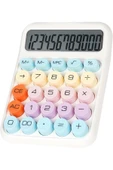 UĞURDAN 12 Haneli Geniş LCD Ekran Büyük Yuvarlak Düğme Sevimli Şeker Renkli Hesap Makinesi Beyaz thumbnail 1