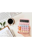 Kampus Kırtasiyem Renkli Çok Şirin 12 Hane Mekanik Hesap Makinası Büyük Ekranlı 4 Fonksiyonlu Ev Ofis Okul Pe thumbnail 7
