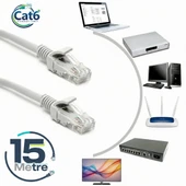 GABBLE CAT6 Yüksek Hızlı Ethernet Kablosu | Gigabit İnternet Ağ Kablosu | Tak Kullan | 15 Metre thumbnail 1