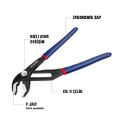 WORKPRO WP231087 250MM CR-V Profesyonel Ayarlı Düğmeli Fort Pense thumbnail 9