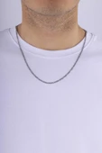 Gümüş Pazarım Oksitli Gurmet Model Erkek Çelik Zincir Kolye thumbnail 1