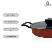 Vento 6 Parça Cam Kapaklı Döküm Sahan Omlet Seti (Kırmızı) thumbnail 3