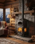 Reyo Stove Mengücek Üç Camlı Yan Kapak Fırınlı Döküm Şömine Soba thumbnail 1