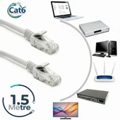 GABBLE CAT6 Yüksek Hızlı Ethernet Kablosu | Gigabit İnternet Ağ Kablosu | Tak Kullan | 1.5 Metre thumbnail 1