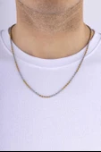 Gümüş Pazarım Burgu Model Çift Renk Altın Kaplama Erkek Çelik Zincir thumbnail 1