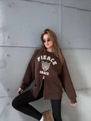 Fermuarlı Leopar Baskılı Oversize Siyah Sweat thumbnail 10