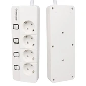 Yamatik X-MAN-104 A-CLASS 4 Lü Ayrı Anahtarlı 2 Metre Akım Korumalı Grup Priz 1400 Joule thumbnail 2