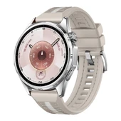 Huawei Watch GT6 46mm İle Uyumlu SportStripe Örgü Desen Metal Tokalı Silikon Akıllı Saat Kordonu  Starlight thumbnail 1