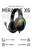 Rampage Miracle-X6 RGB USB Kablolu Kulak Üstü Oyuncu Kulaklığı Teşhir thumbnail 1