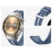 Huawei Watch GT6 Pro 46mm İle Uyumlu SportStripe Örgü Desen Metal Tokalı Silikon Akıllı Saat Kordonu  Mavi thumbnail 3