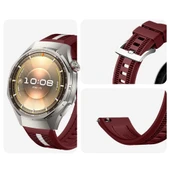 Huawei Watch GT6 Pro 46mm İle Uyumlu SportStripe Örgü Desen Metal Tokalı Silikon Akıllı Saat Kordonu  Mürdüm thumbnail 3